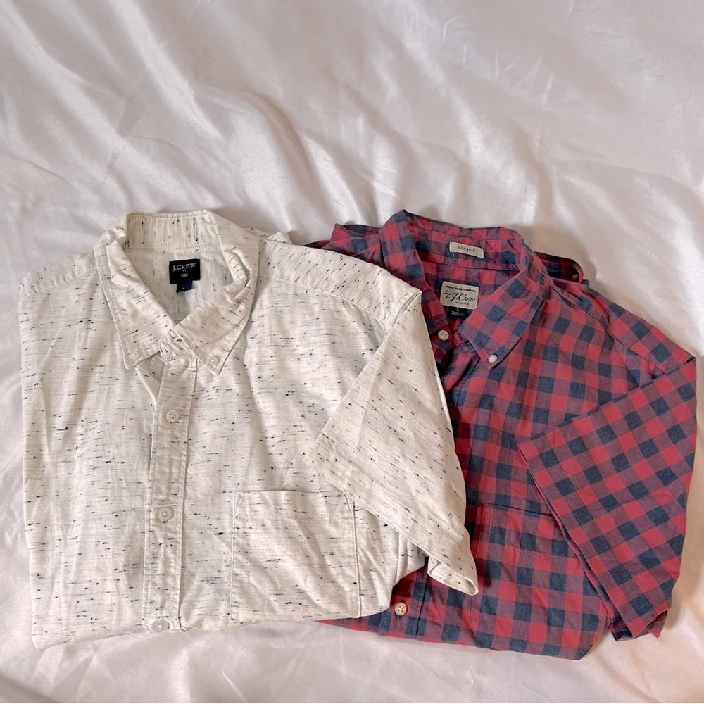 PACK of 2 J Crew/J Crew Factory Men’s Large Short Sleeve Button Down